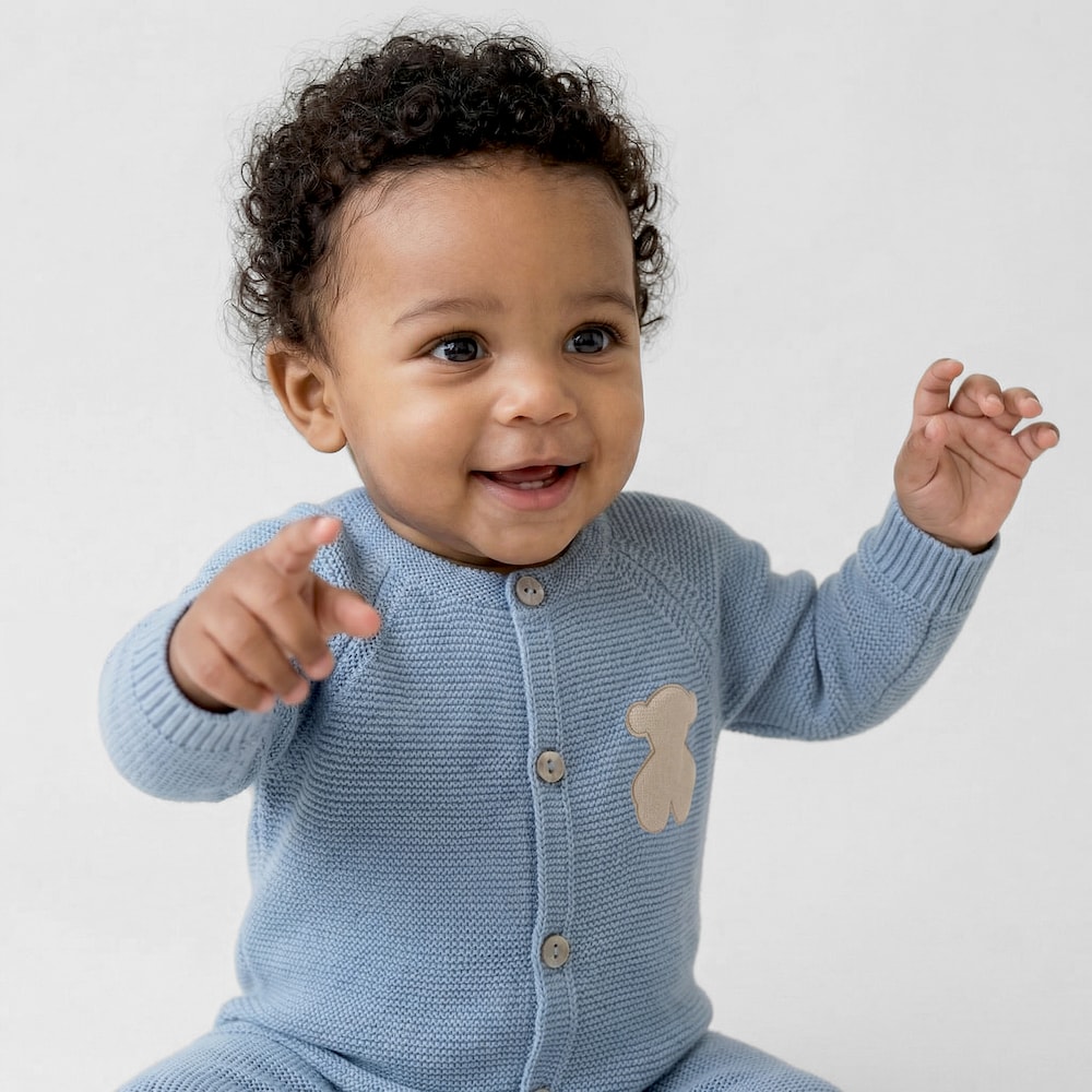 Light blue Tricot newborn baby romper