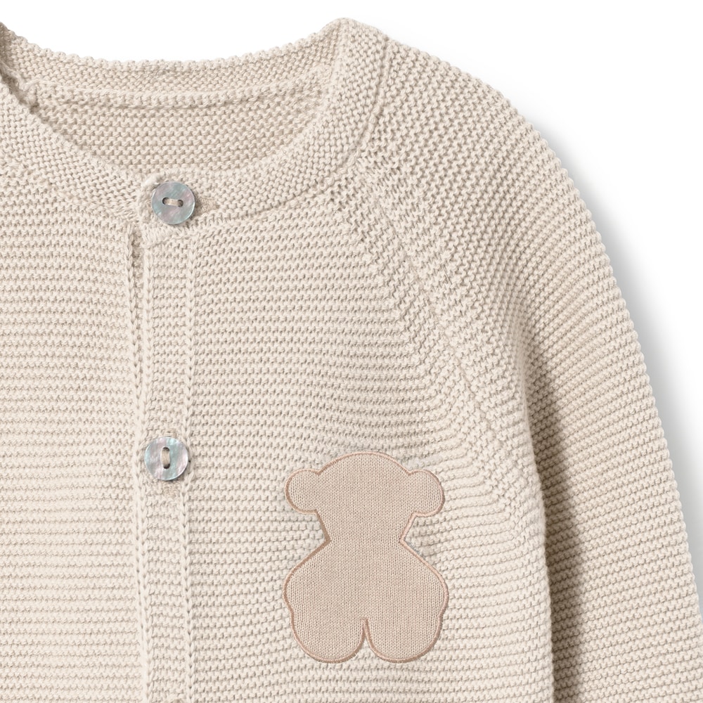 Pijama d&rsquo;una pe&ccedil;a de nad&oacute; de nounat Tricot cru