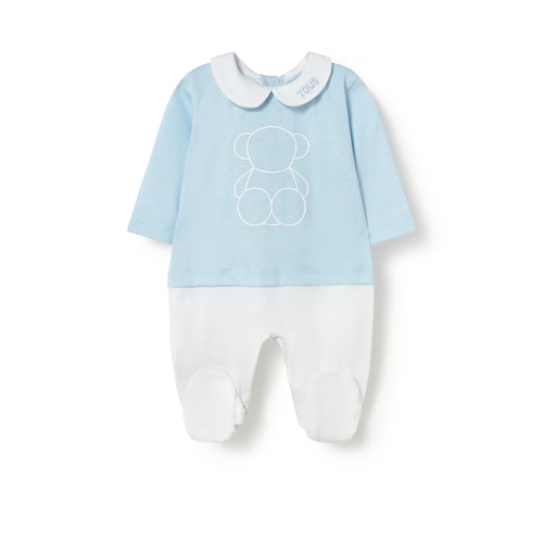 Light blue Tender wrapover baby romper