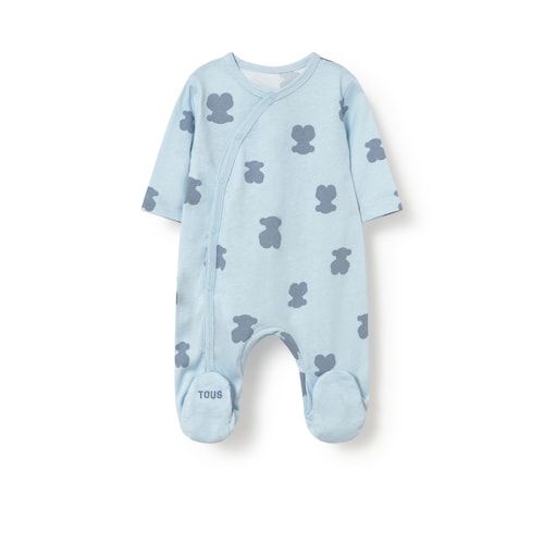 Light blue Fluffy wrapover baby romper
