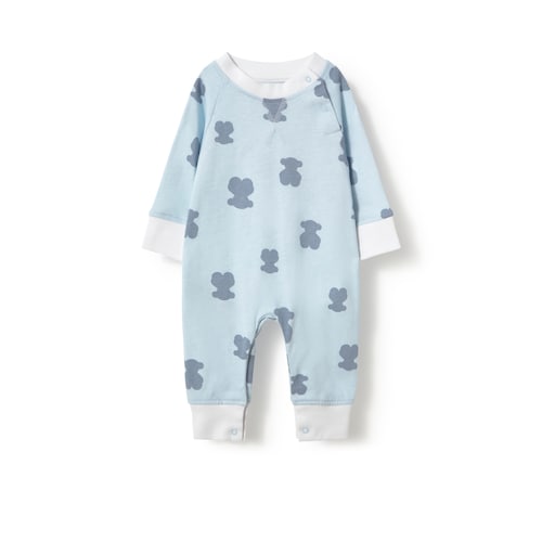 Light blue Fluffy footless baby romper