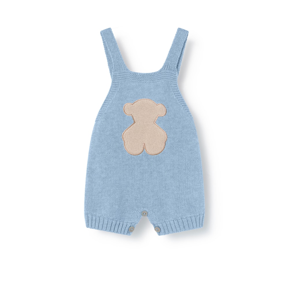 Jardineiras de rec&eacute;m-nascido Tricot azul-celeste