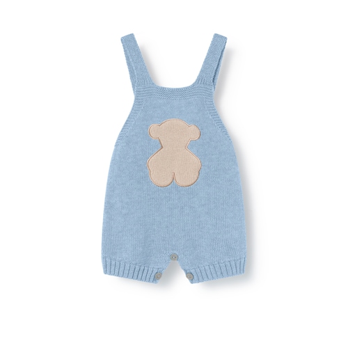 Jardineiras de rec&eacute;m-nascido Tricot azul-celeste