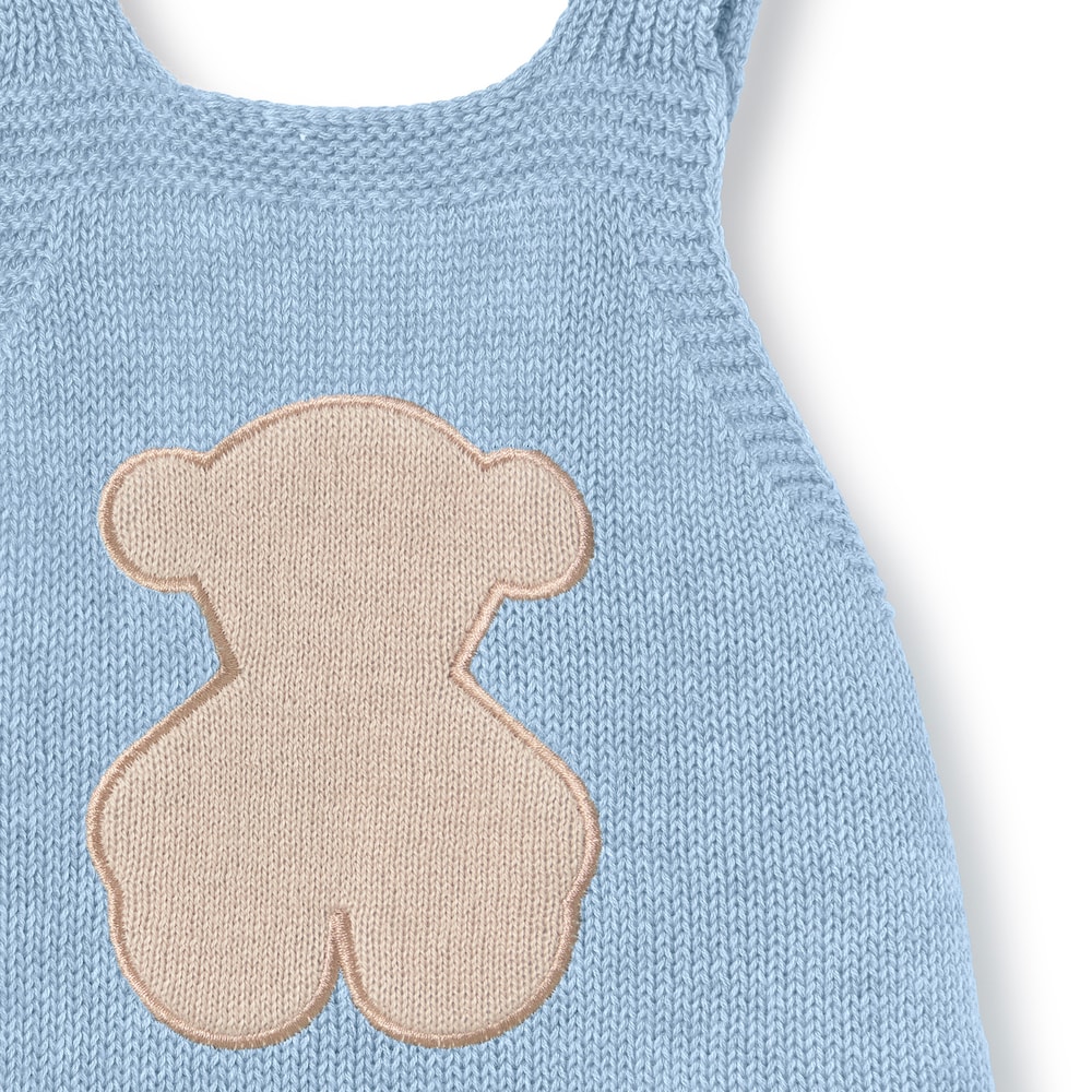 Jardineiras de rec&eacute;m-nascido Tricot azul-celeste