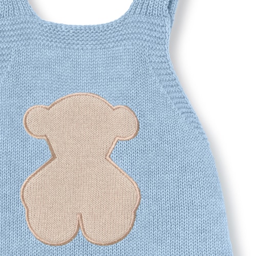 Light blue Tricot newborn baby dungarees