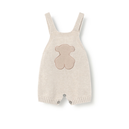 Ecru Tricot newborn baby dungarees