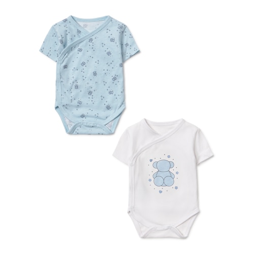 Pack de bodies de beb&eacute; cruzados Tender celeste