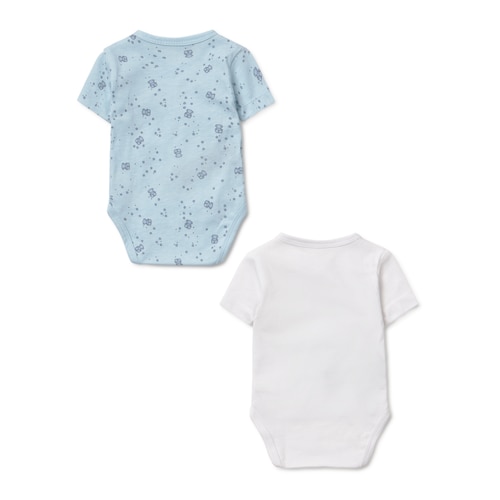 Light blue Tender pack of wrapover baby bodysuits