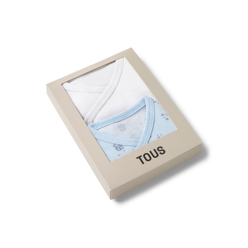 Light blue Tender pack of wrapover baby bodysuits