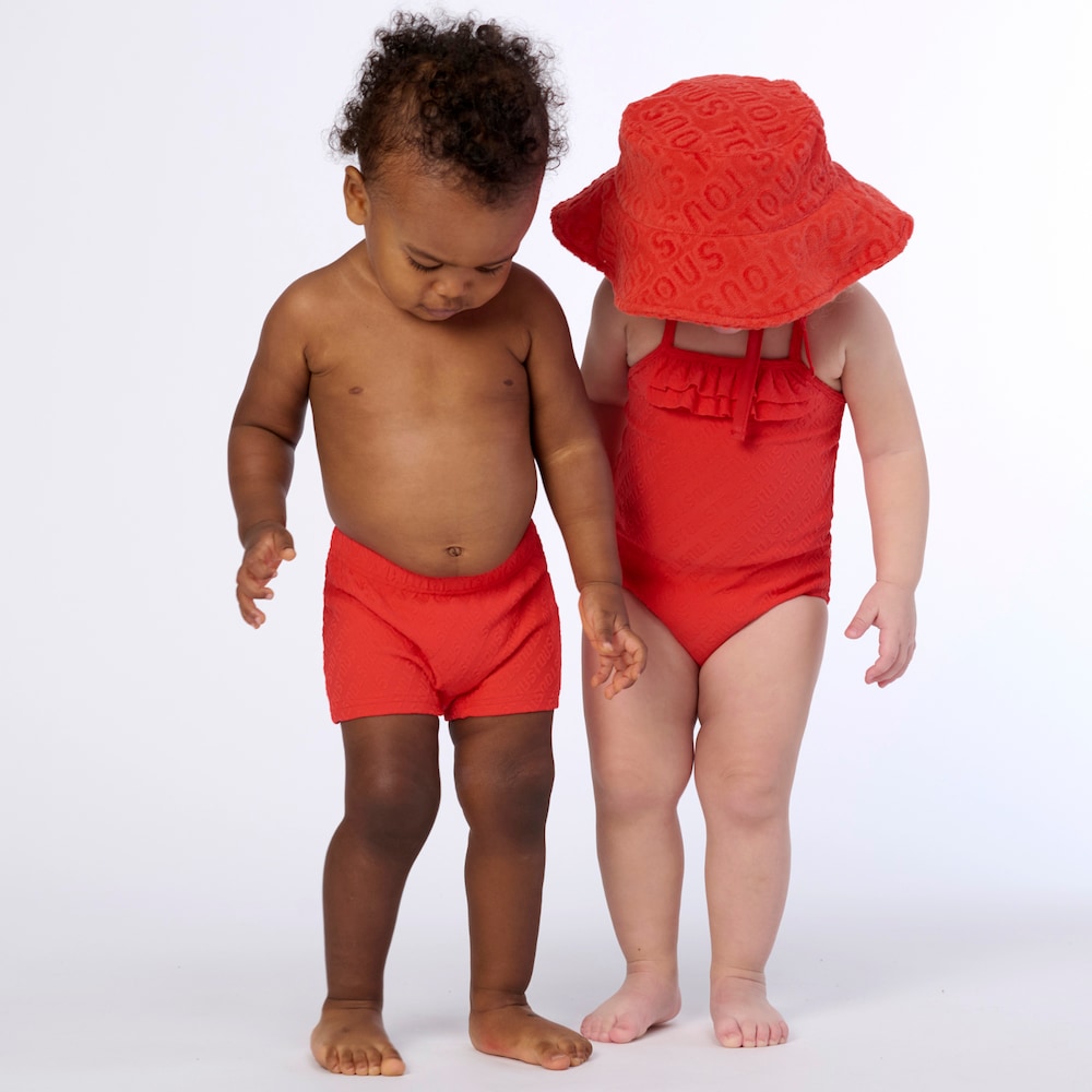 Red Logo baby boy boxer swim shorts