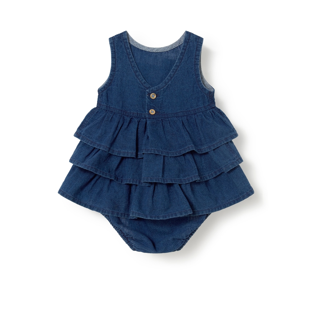 Blue Jeans baby girl dress with ruffles