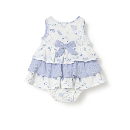 Blue Nautic baby girl dress with ruffles