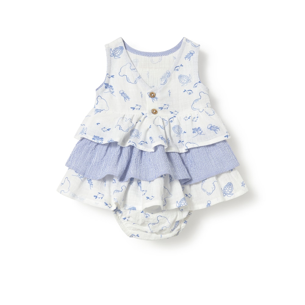 Vestit de nad&oacute; nena amb volants Nautic blau