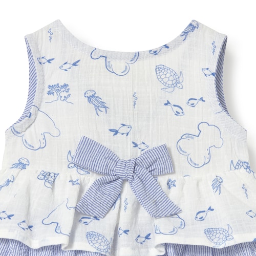 Blue Nautic baby girl dress with ruffles