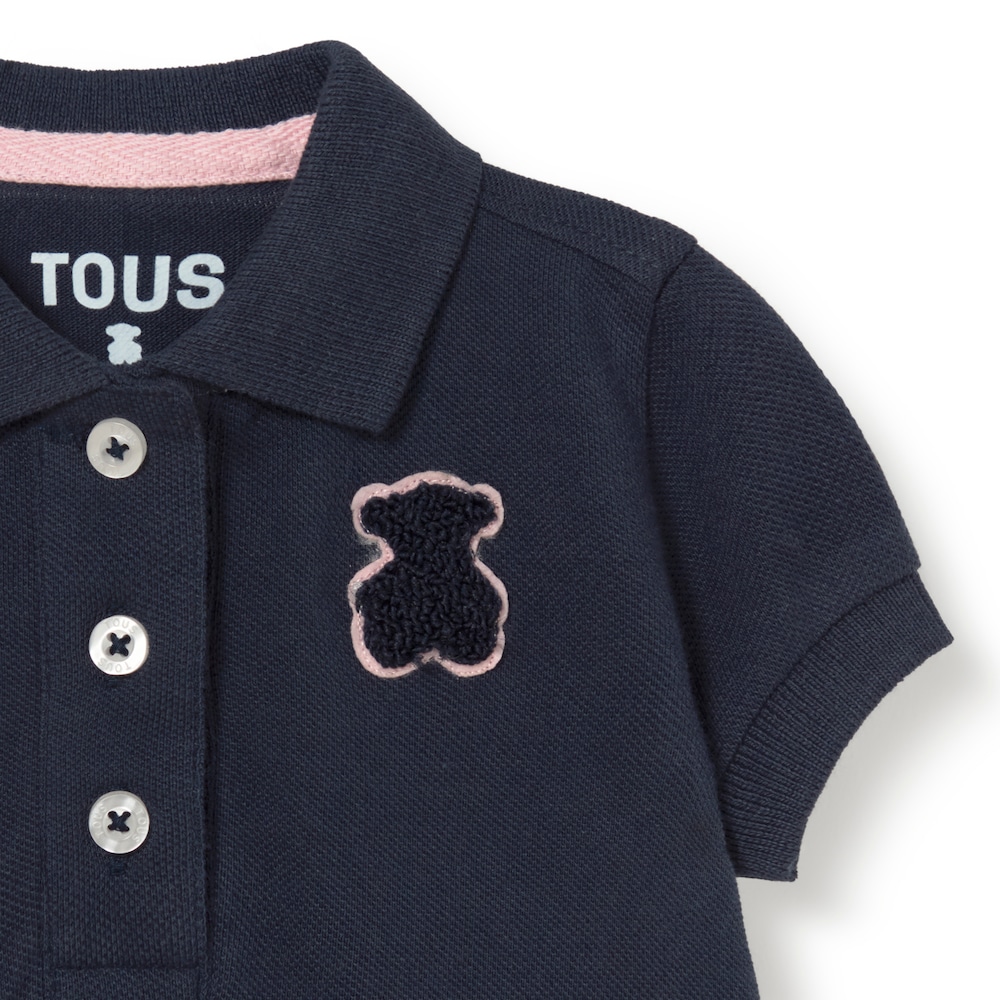 Navy casual polo-collar baby dress