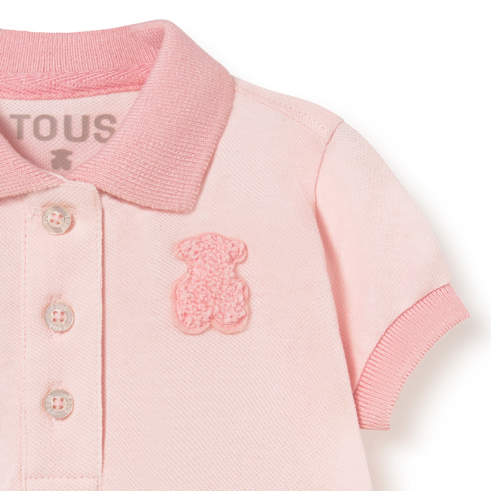 Pink casual polo-collar baby dress