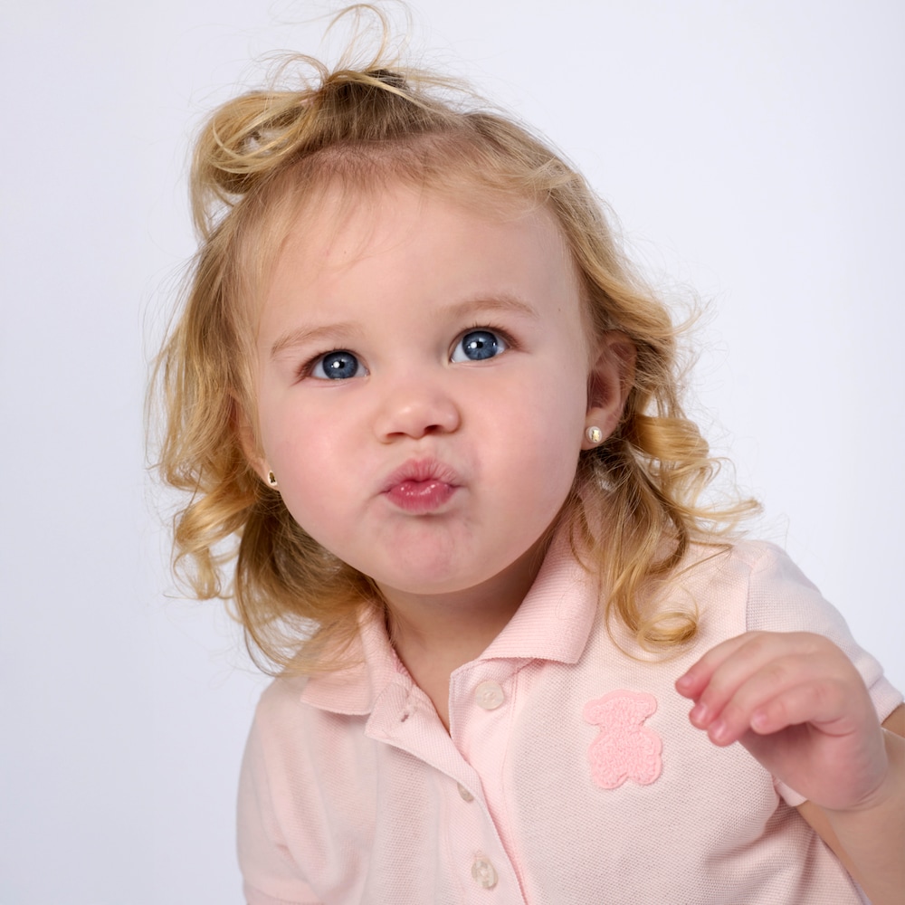 Pink casual polo-collar baby dress