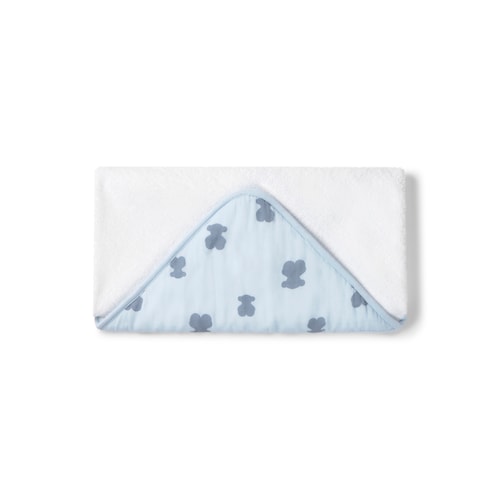 Light blue HFluffy baby hooded bath towel