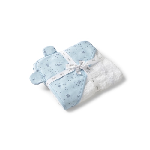 Light blue Tender baby hooded bath towel