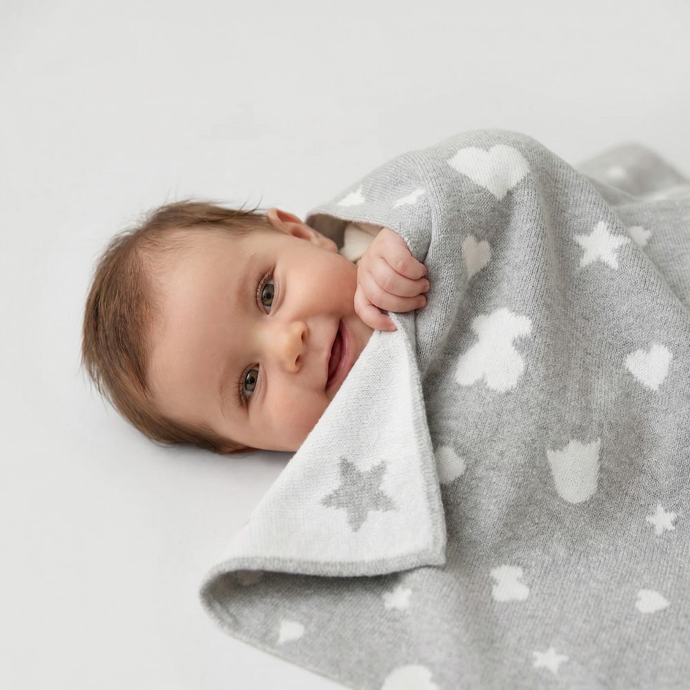 Grey Nilo reversible baby blanket