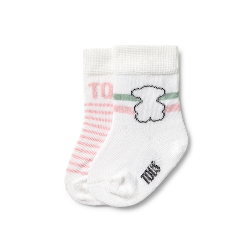Conjunto de 2 pares de meias de beb&eacute; SSocks rosa