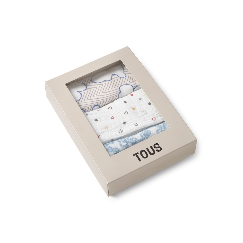 Pack de 3 musselinas MMuse azul-celeste