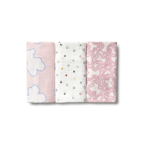 Pink MMuse pack of 3 baby muslins