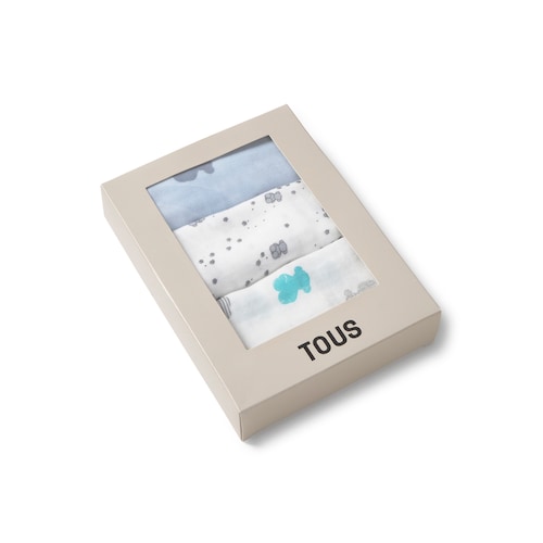 Light blue MMuse pack of 3 baby muslins