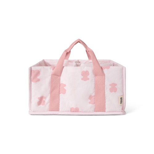 Pink HFluffy baby table organiser with handles