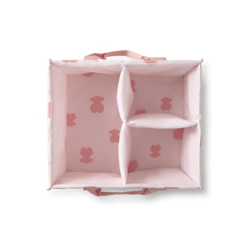 Pink HFluffy baby table organiser with handles