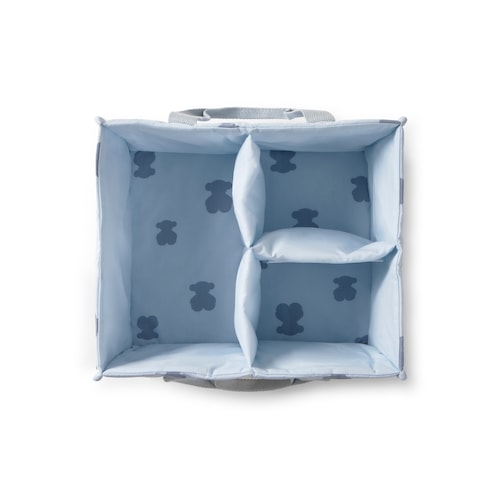 Light blue HFluffy baby table organiser with handles