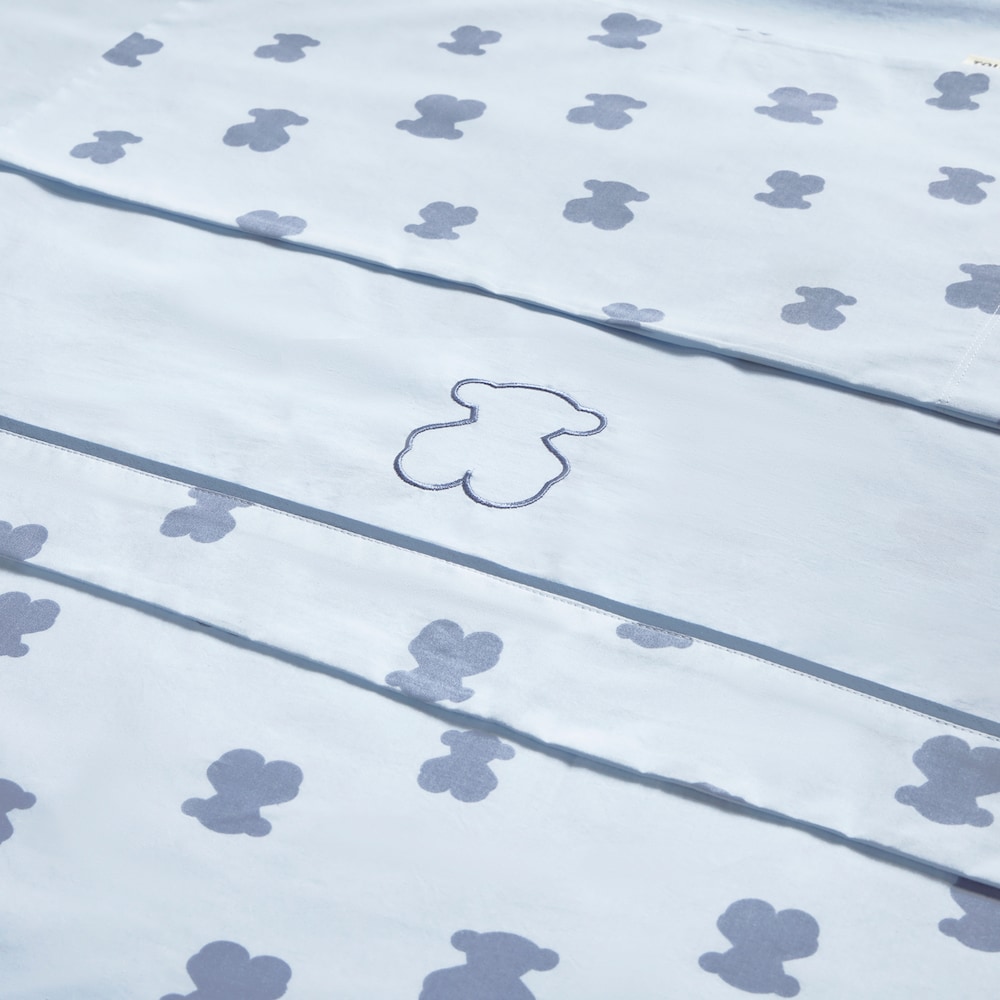 Jogo de len&ccedil;&oacute;is para ber&ccedil;o de beb&eacute; HFluffy azul-celeste