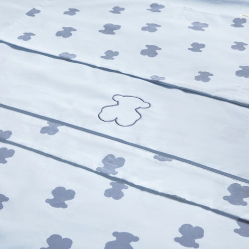 Light blue HFluffy baby cot bed sheet set