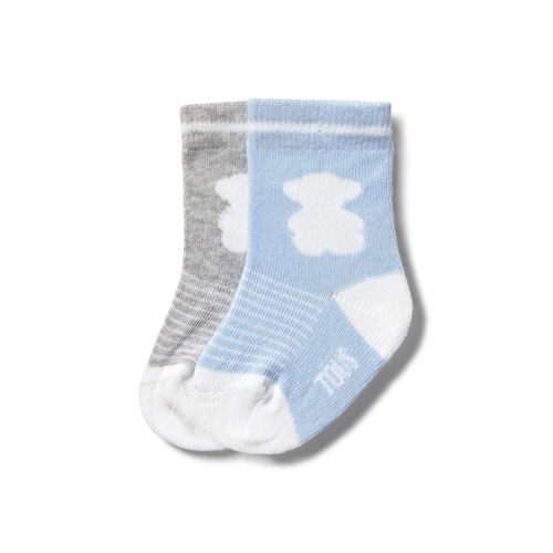 Conjunto de 2 pares de meias de beb&eacute; SSocks azul-celeste