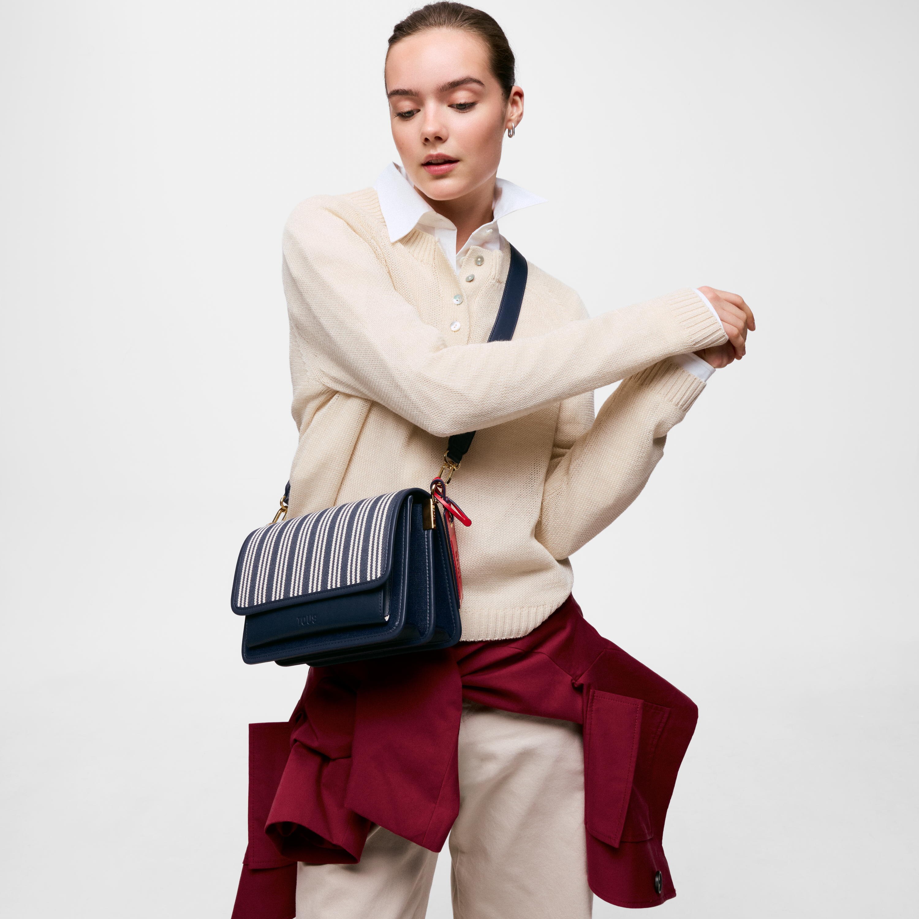 Medium navy blue Crossbody bag TOUS Audree Canvas