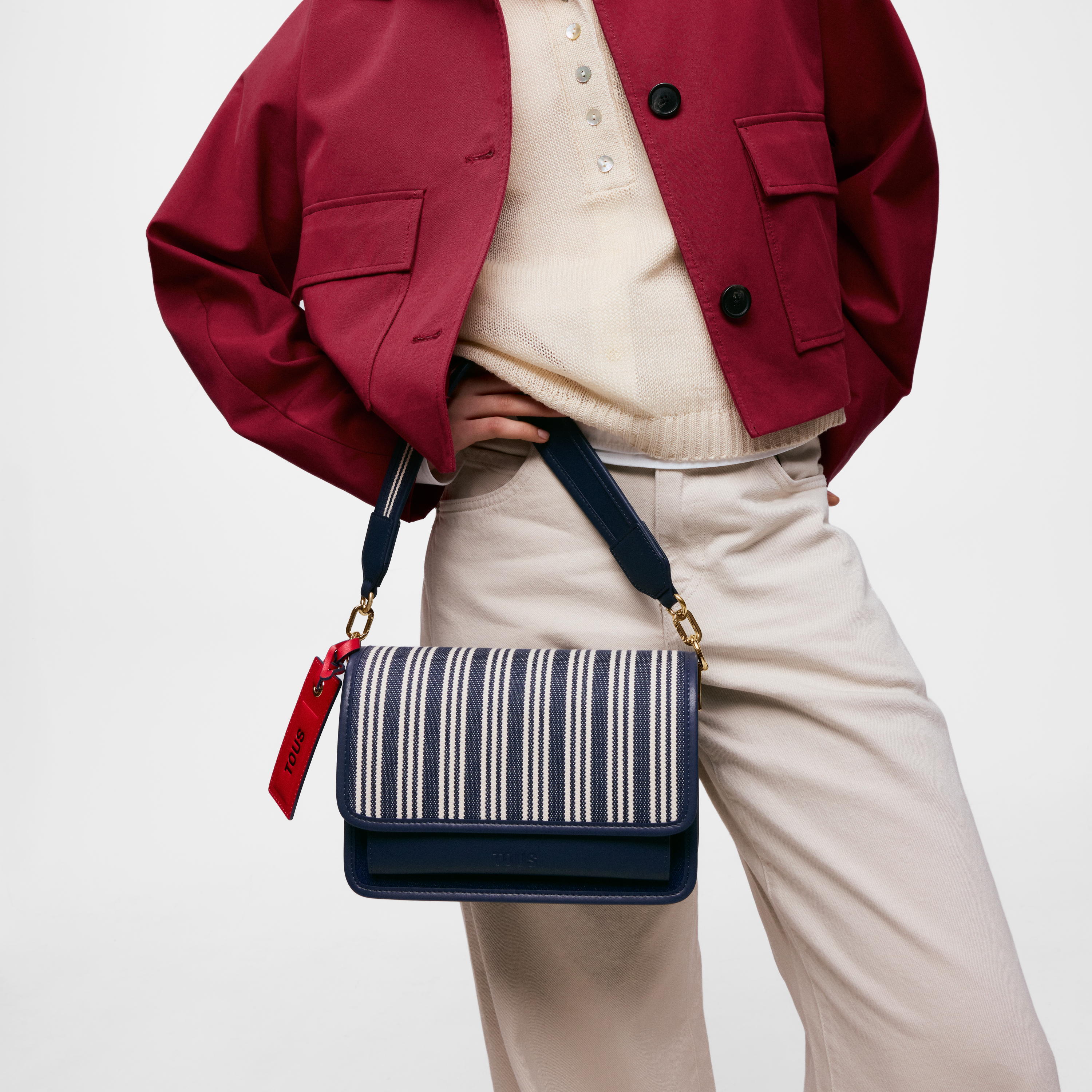 Medium navy blue Crossbody bag TOUS Audree Canvas