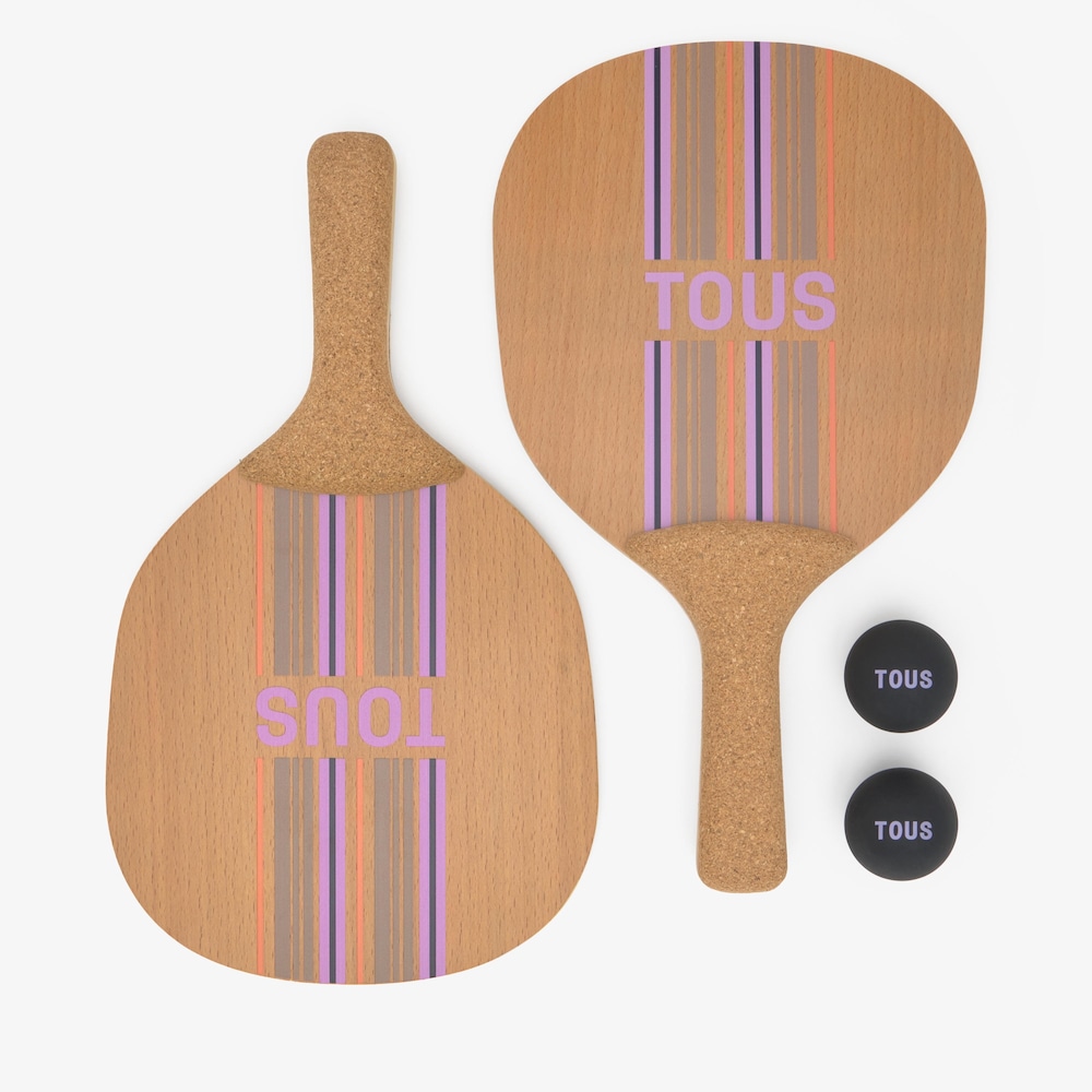 木材製ビーチラケットセット TOUS Stripes