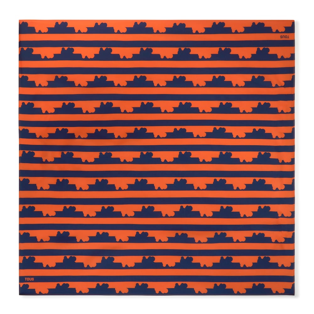 Schal aus Seide in Marineblau und Orange TOUS Bear Stripes