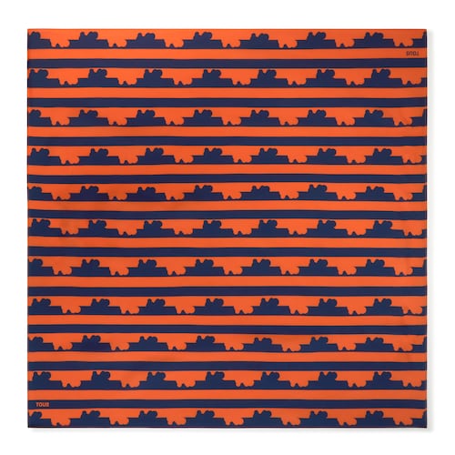 Schal aus Seide in Marineblau und Orange TOUS Bear Stripes