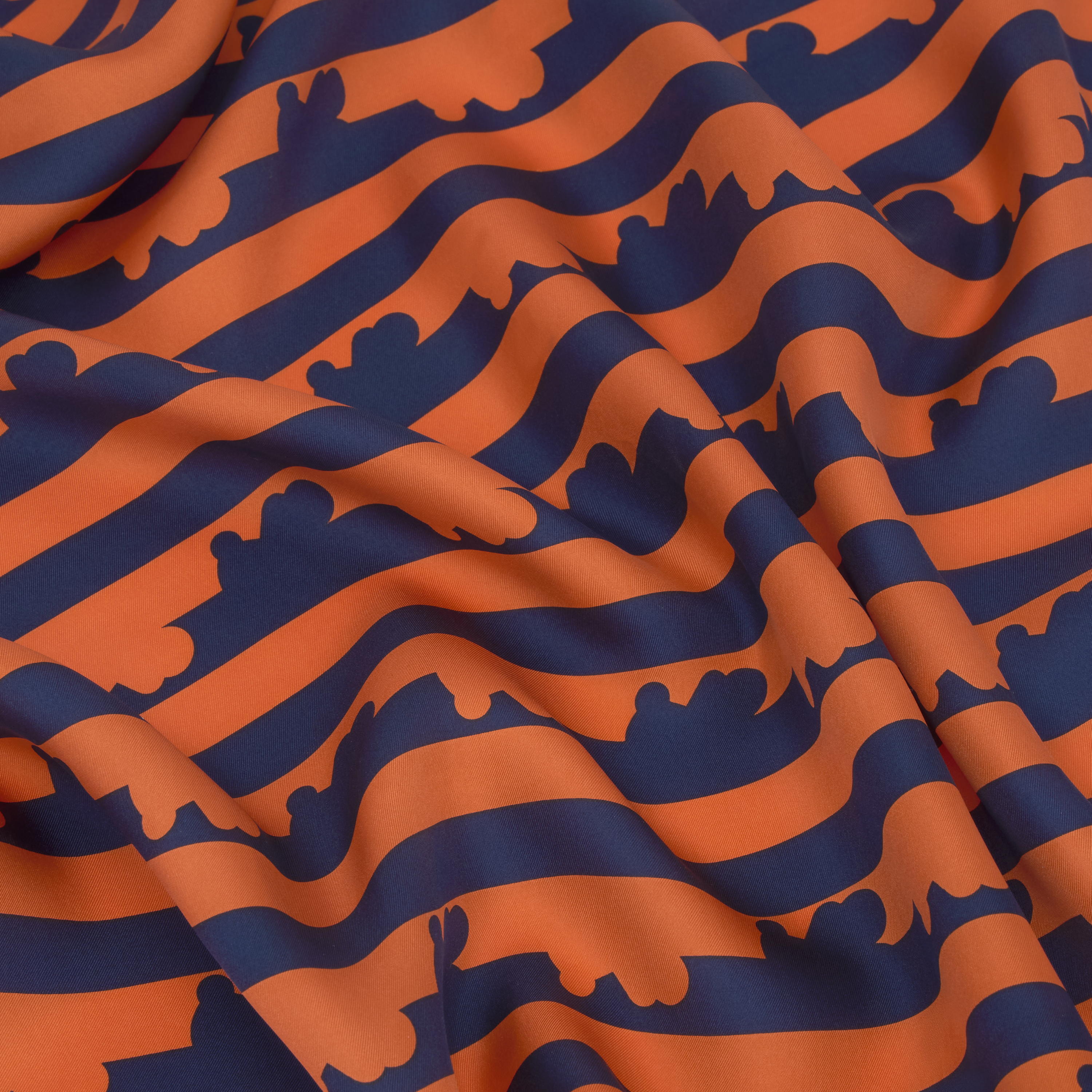 Navy blue and orange silk Scarf TOUS Bear Stripes