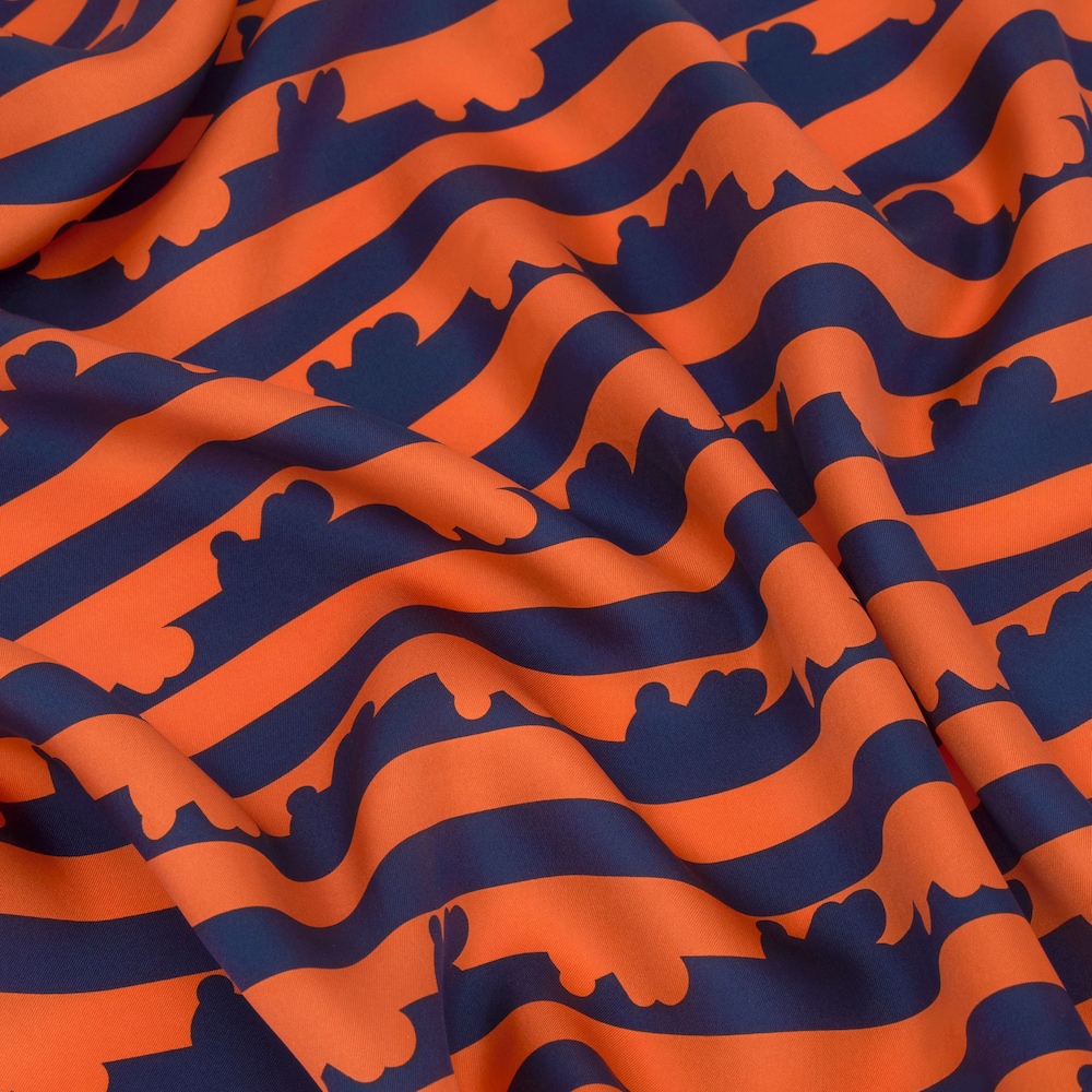 Schal aus Seide in Marineblau und Orange TOUS Bear Stripes