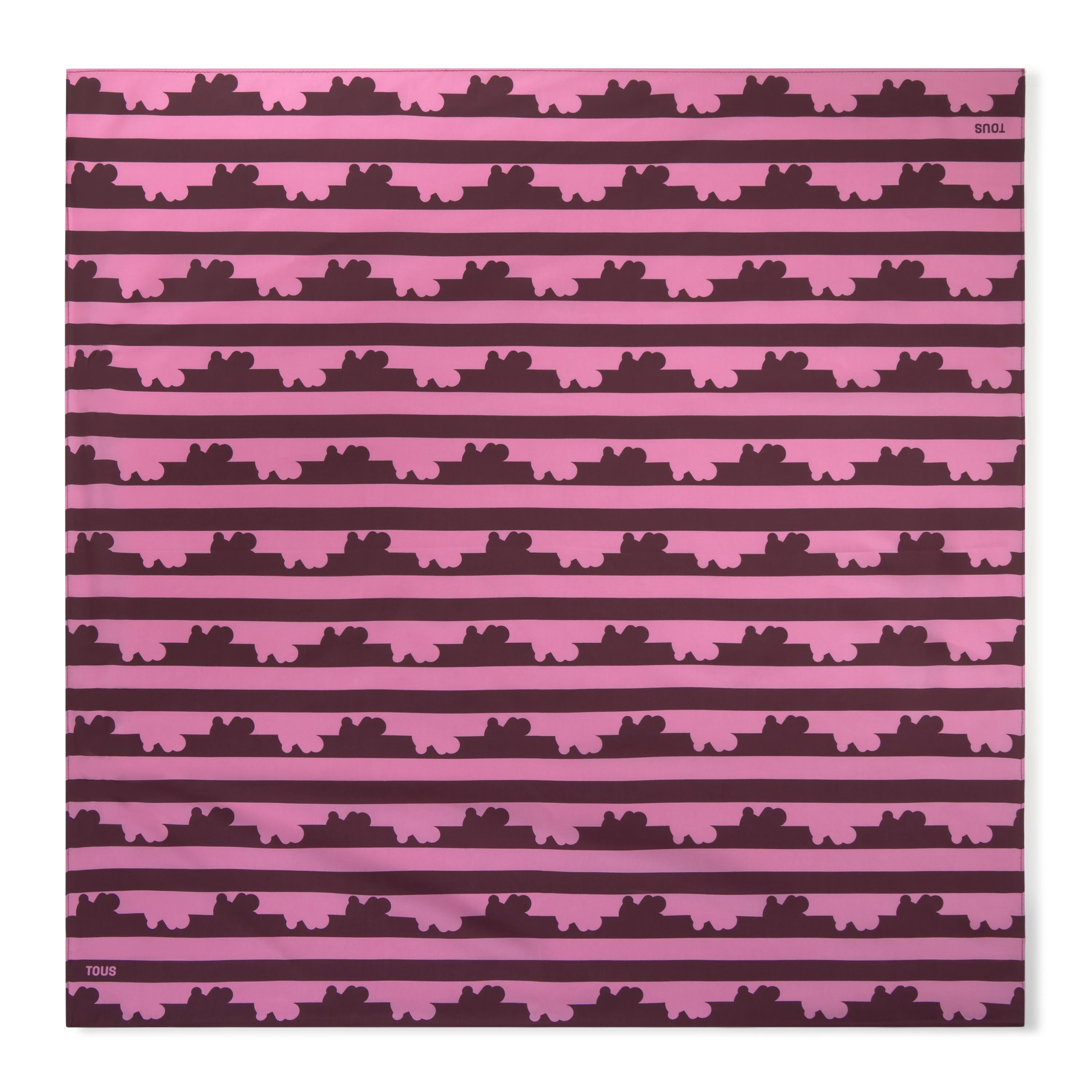 Burgundy and pink silk Scarf TOUS Bear Stripes