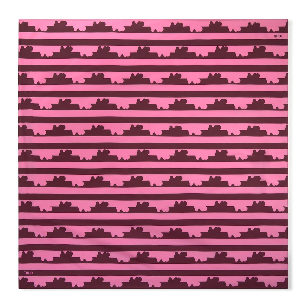 Schal aus Seide in Burgunderrot und Rosa TOUS Bear Stripes