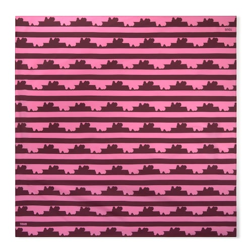 Schal aus Seide in Burgunderrot und Rosa TOUS Bear Stripes