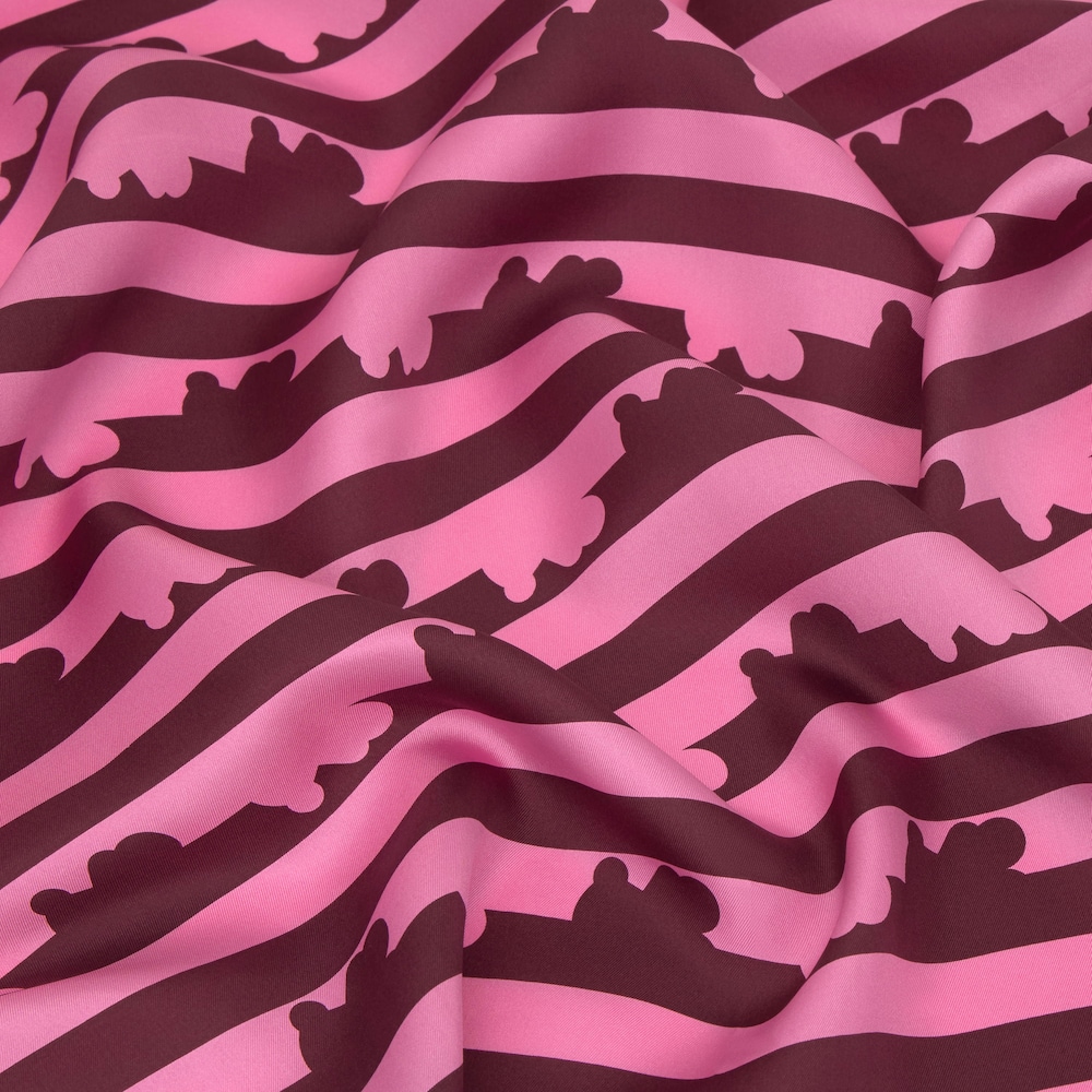 Schal aus Seide in Burgunderrot und Rosa TOUS Bear Stripes