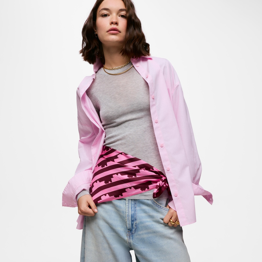 Schal aus Seide in Burgunderrot und Rosa TOUS Bear Stripes