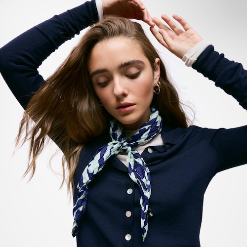 Schal aus Seide in Dunkelblau und Mintgr&uuml;n TOUS Bear Stripes