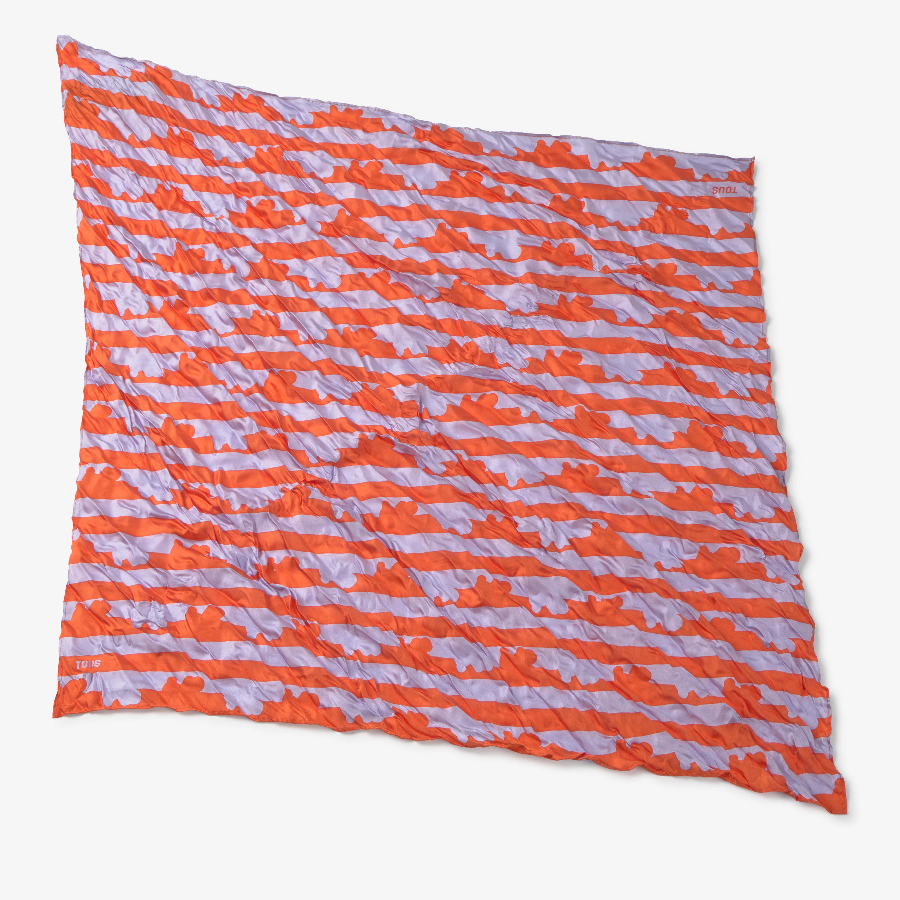 Mauve and orange silk Scarf TOUS Bear Stripes