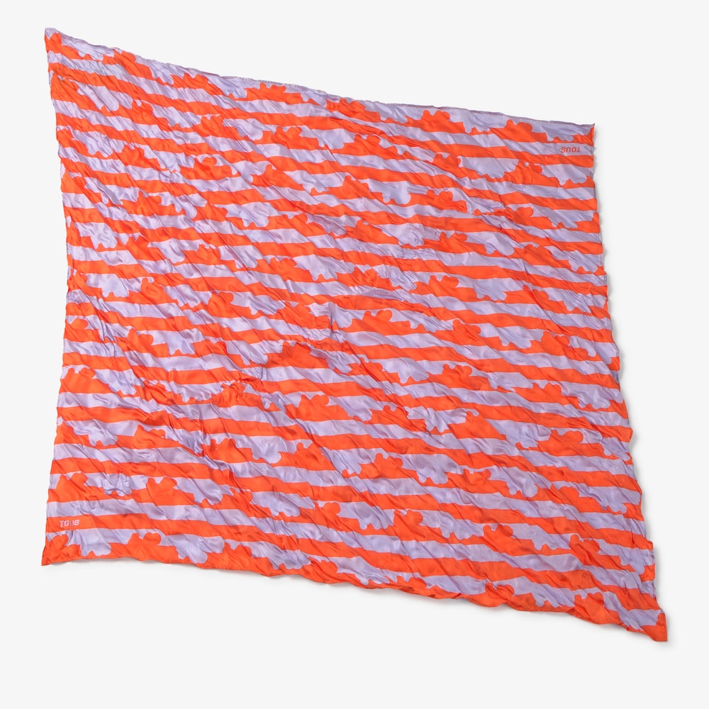 Schal aus Seide in Mauve und Orange TOUS Bear Stripes