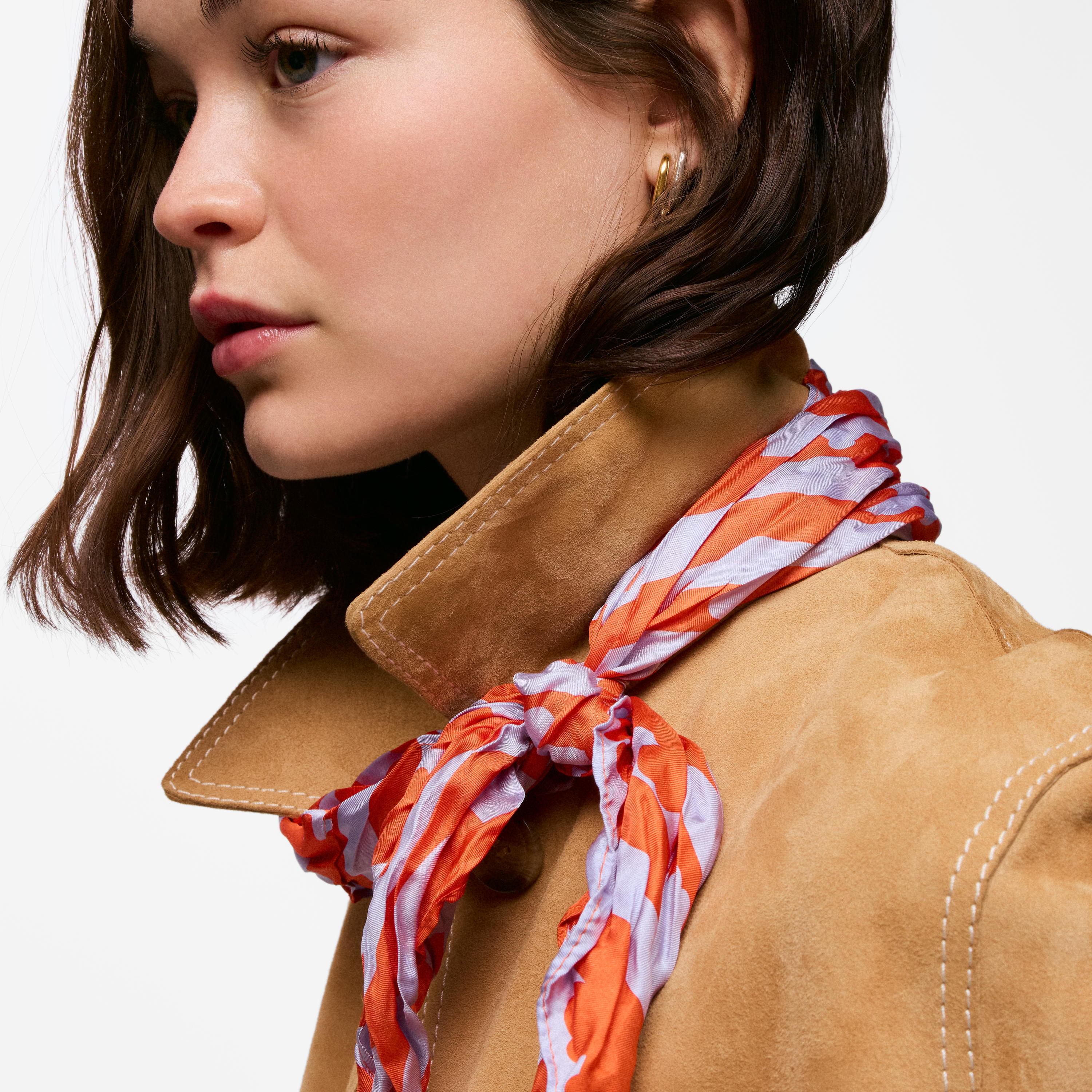 Mauve and orange silk Scarf TOUS Bear Stripes